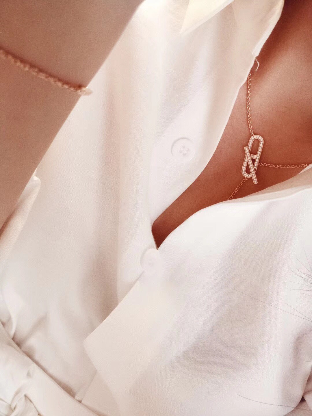 [Rose Jewelrys]HM FIRE PIG NOSE NECKLACE TRENDY STREET