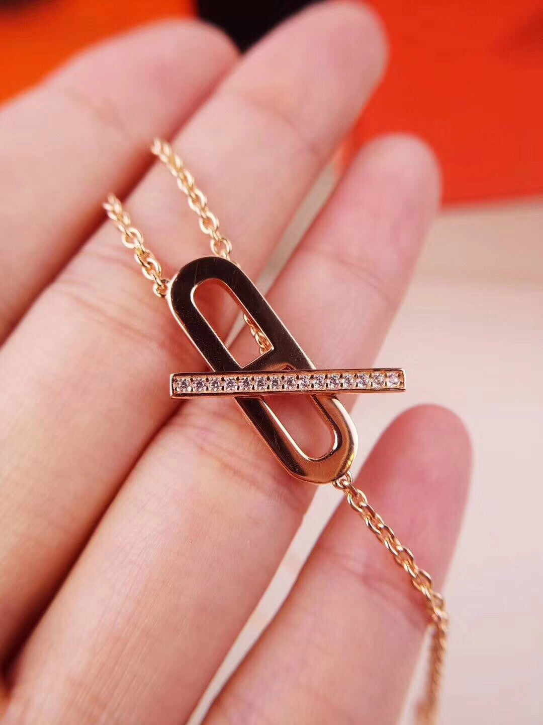 [Rose Jewelrys]HM NECKLACE PLATINUM ROSE GOLD DIAMOND