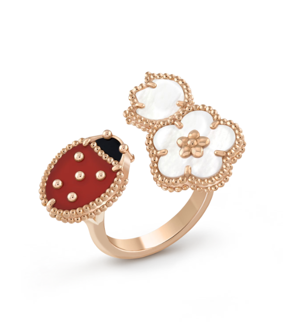 [🌹Rose💎]LUCKY 3 MOTIF ROSE GOLD RING