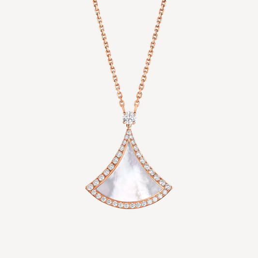 [Rose Jewelrys]DREAM MOP DIAMOND PAVED PINK GOLD NECKLACE