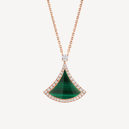 [Rose Jewelrys]DREAM MALACHITE DIAMOND PAVED PINK GOLD NECKLACE