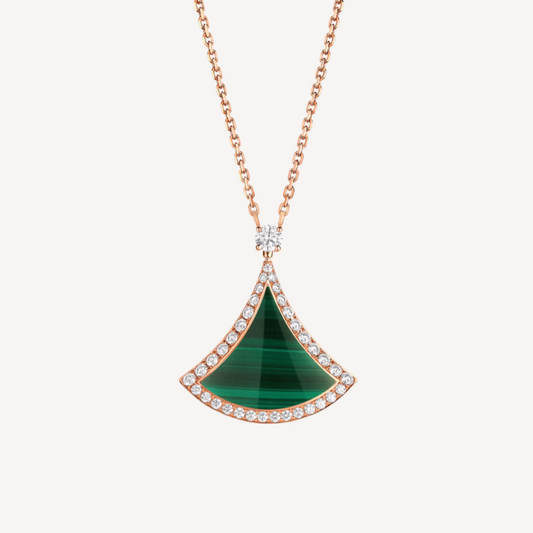 [Rose Jewelrys]DREAM MALACHITE DIAMOND PAVED PINK GOLD NECKLACE