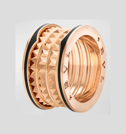[Rose Jewelrys]ZERO 1 ROCK BLACK CERAMIC PINK GOLD LARGE MODEL