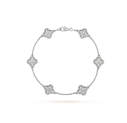 [Rose Jewelrys]CLOVER 6 MOTIF SILVER DIAMOND BRACELET