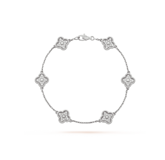 [Rose Jewelrys]CLOVER 6 MOTIF SILVER DIAMOND BRACELET