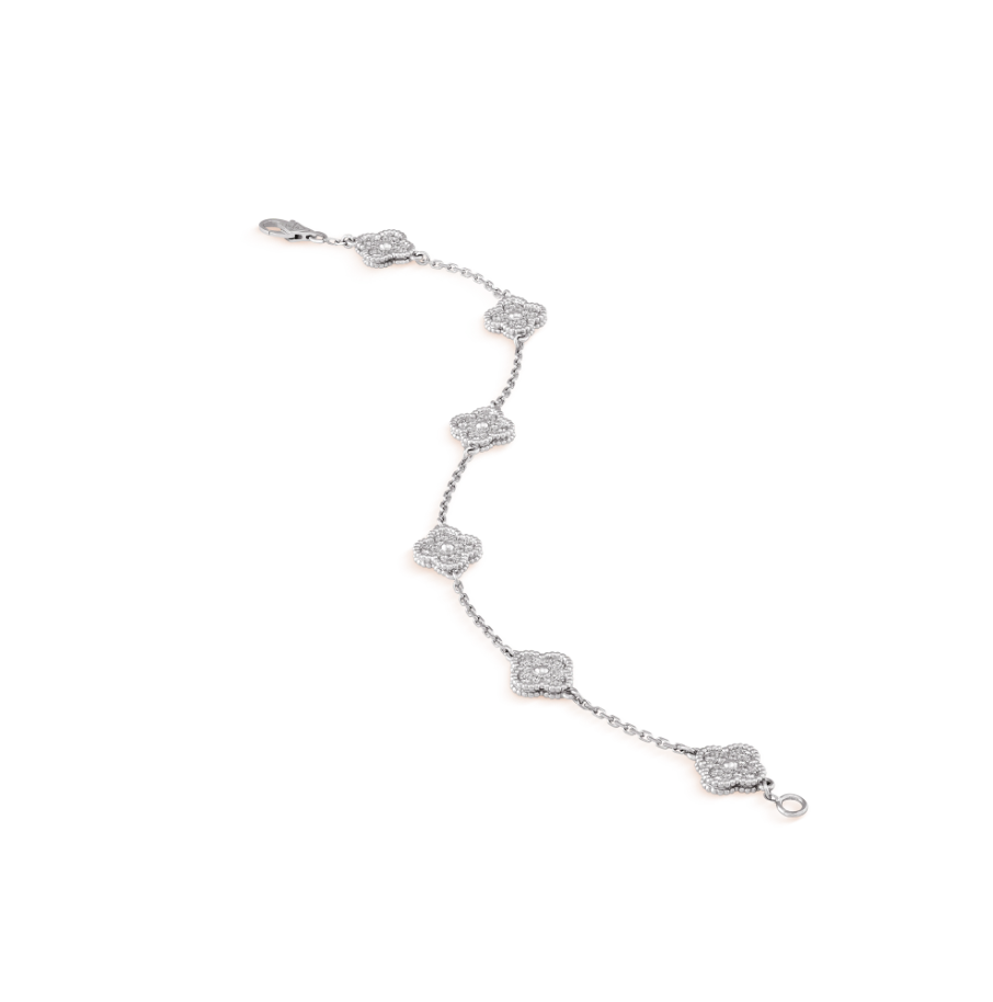 [Rose Jewelrys]CLOVER 6 MOTIF SILVER DIAMOND BRACELET