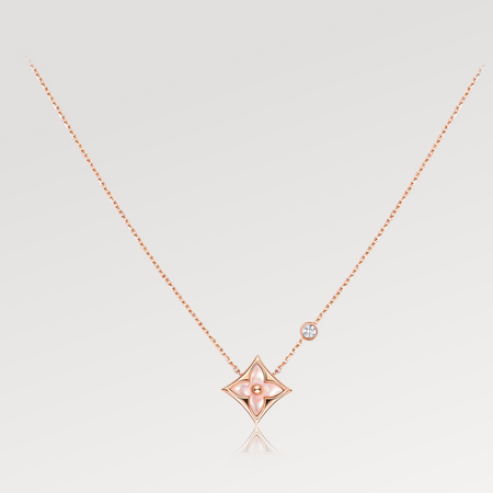 [🌹Rose💎]STAR PINK MOP 1 DIAMOND PINK GOLD NECKLACE