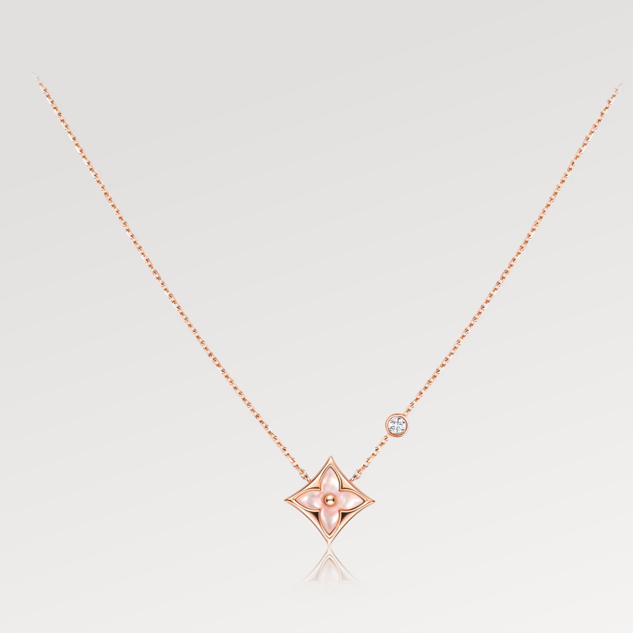 [Rose Jewelrys] STAR PINK MOP 1 DIAMOND PINK GOLD NECKLACE