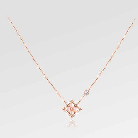 [Rose Jewelrys] STAR PINK MOP 1 DIAMOND PINK GOLD NECKLACE