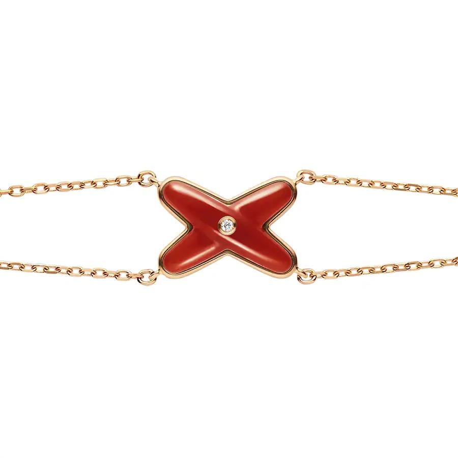 [🌹Rose💎]JEUX BRACELET CARNELIAN PINK GOLD 1 DIAMOND