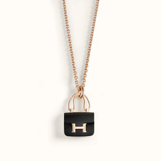 [Rose Jewelrys]CONSTANCE BLACK PEDANT PINK GOLD NECKLACE