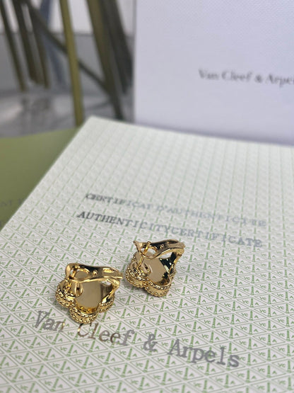 [Rose Jewelry]CLOVER MEDIUM 1 MOTIFS TIGER EYE  DIAMOND  EARRINGS
