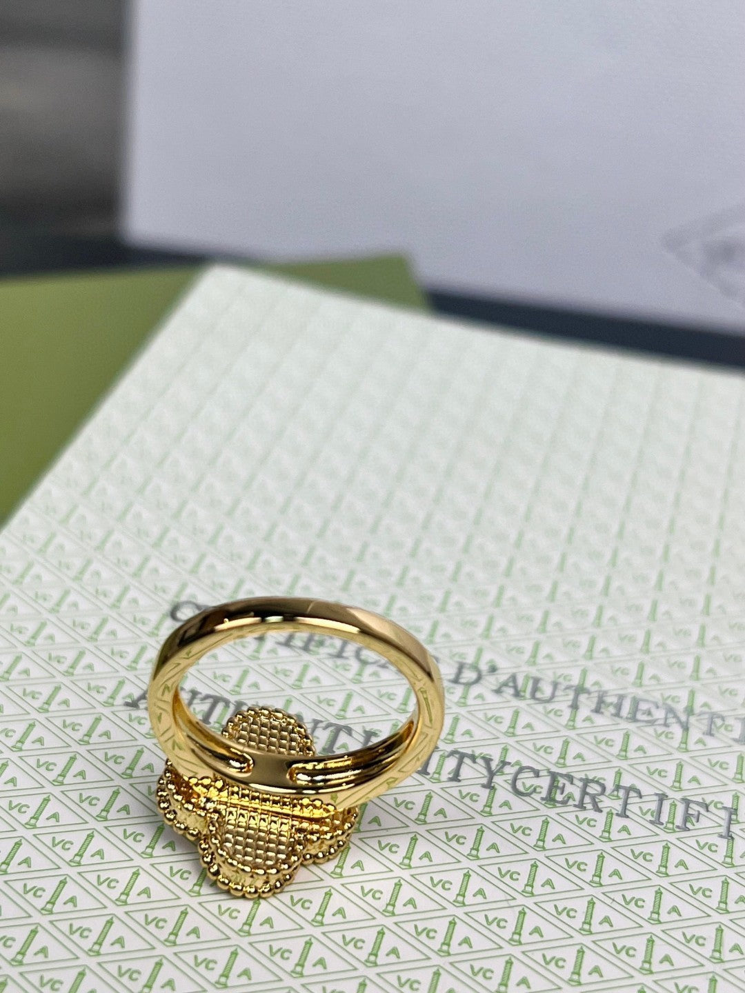 [Rose Jewelrys]CLOVER TIGER'S EYE RING GOLD DIAMOND