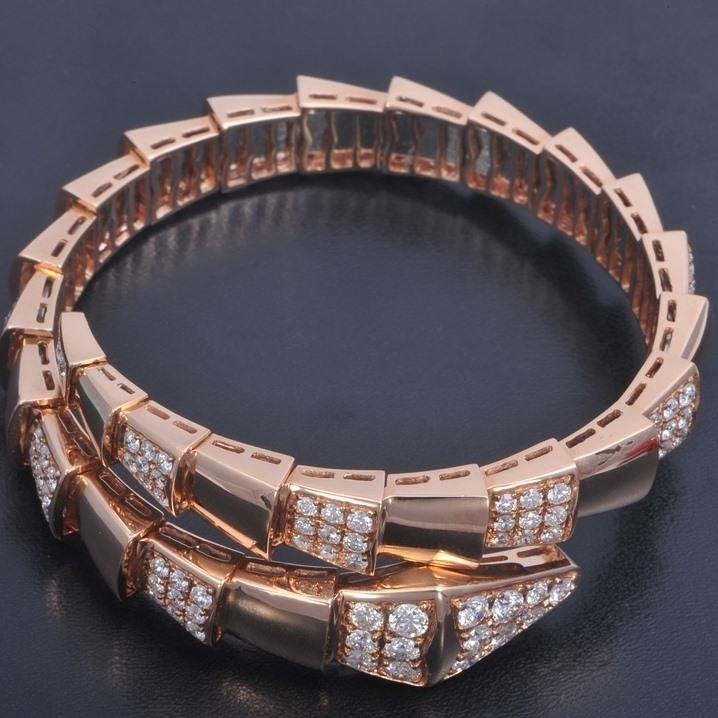 [Rose Jewelrys]SERPENTI WIDE BRACELET PINK GOLD DIAMOND