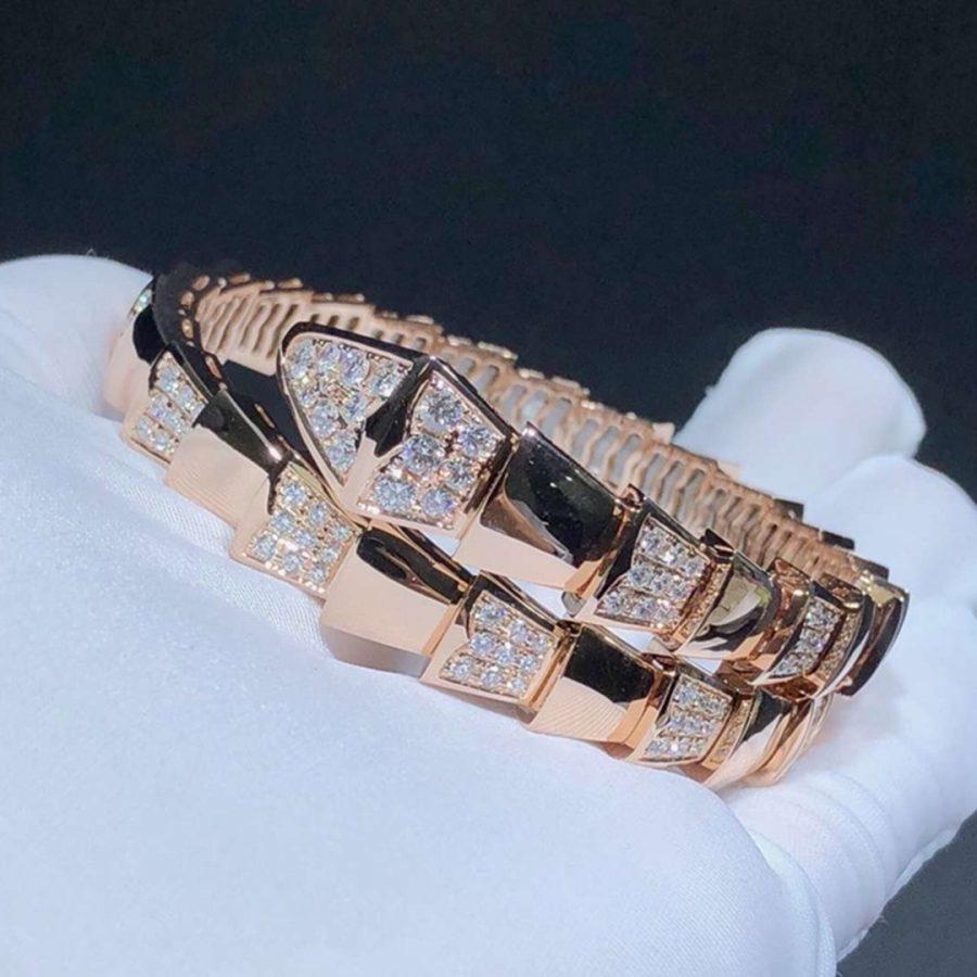 [Rose Jewelrys]SERPENTI WIDE BRACELET PINK GOLD DIAMOND