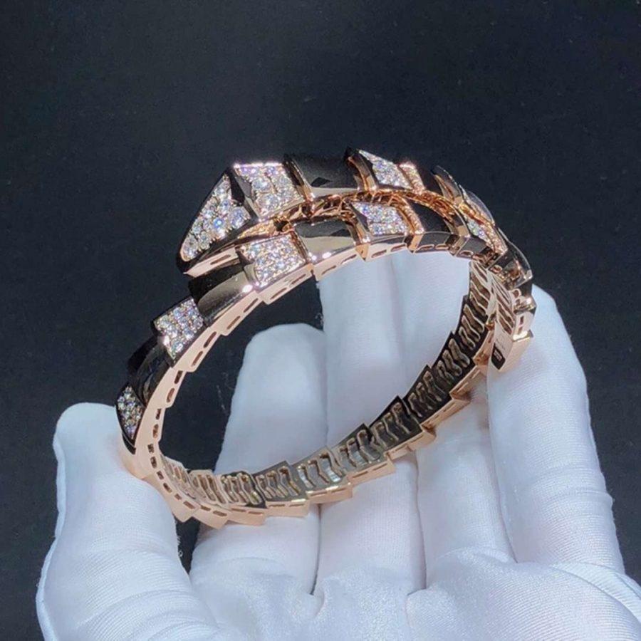 [Rose Jewelrys]SERPENTI WIDE BRACELET PINK GOLD DIAMOND
