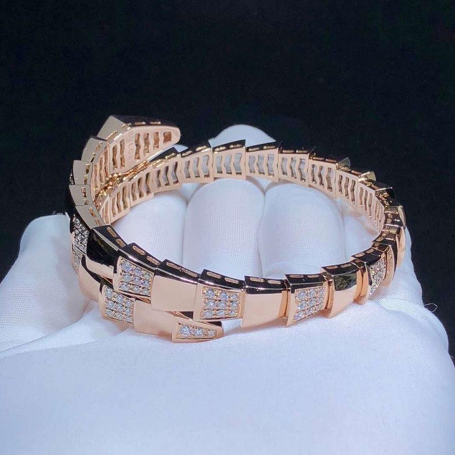 [Rose Jewelrys]SERPENTI WIDE BRACELET PINK GOLD DIAMOND