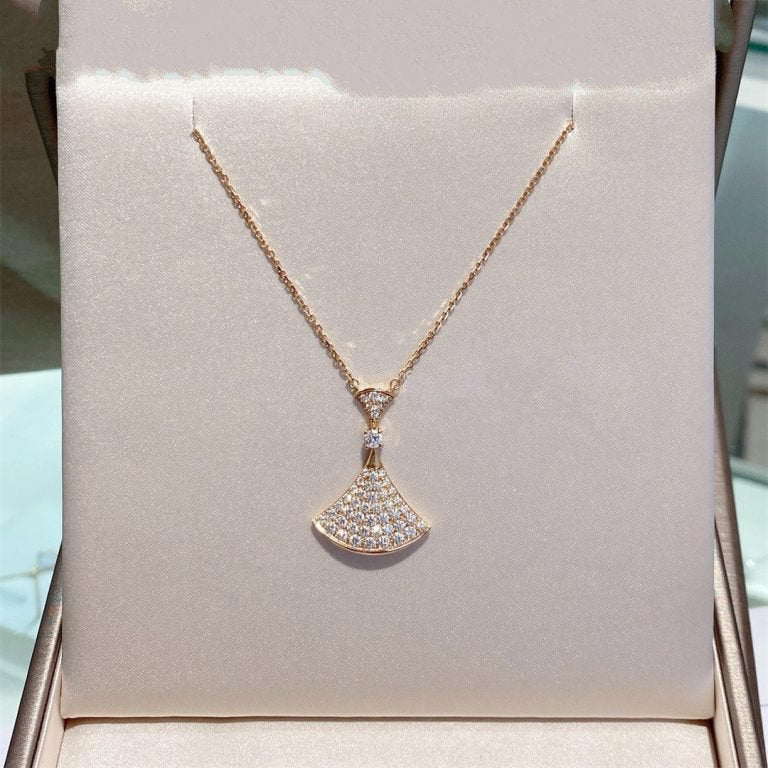 []DREAM NECKLACE PINK GOLD FULL DIAMOND