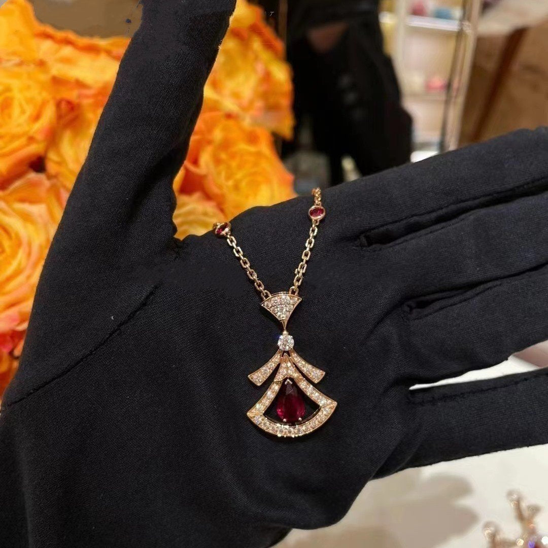 [Rose Jewelrys]DREAM NECKLACE CARNELIAN DIAMOND PINK GOLD