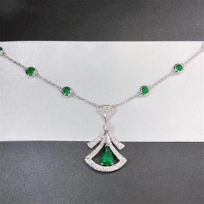 []DREAM NECKLACE MALACHITE DIAMOND SILVER
