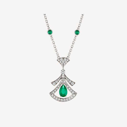 [Rose Jewelrys]DREAM NECKLACE MALACHITE DIAMOND SILVER