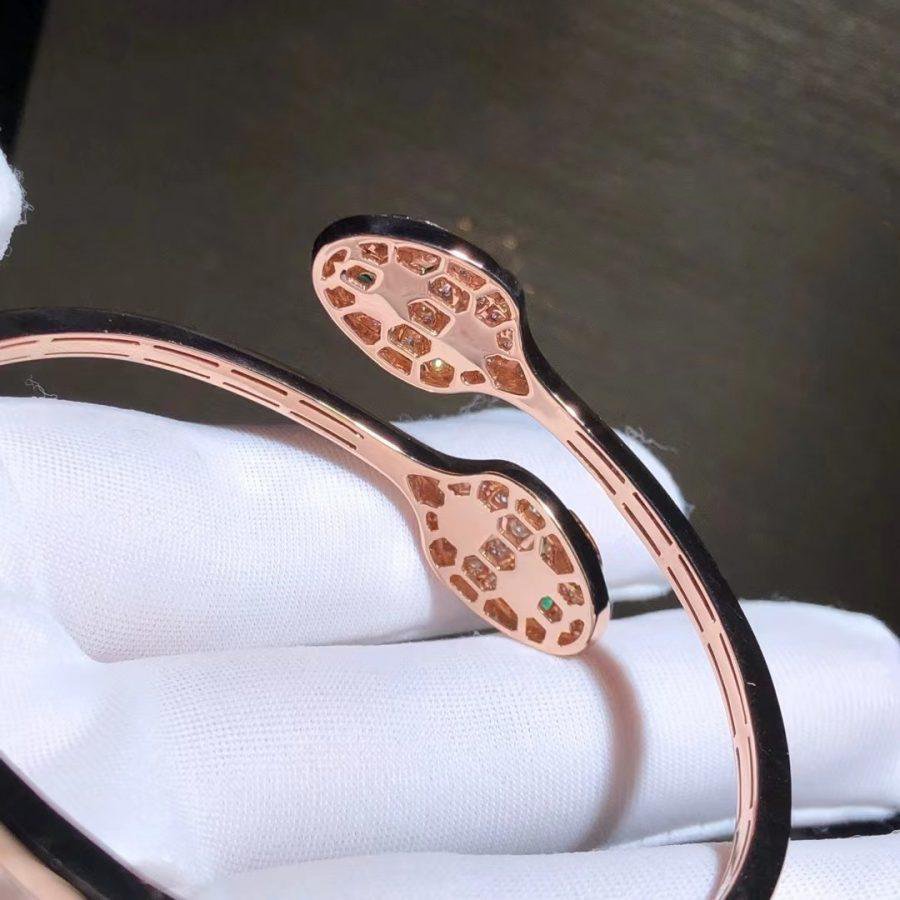 [Rose Jewelrys]SERPENTI BRACELET PINK GOLD MALACHITE DIAMOND DOUBLE SNAKE