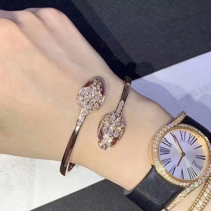 [Rose Jewelrys]SERPENTI BRACELET PINK GOLD DIAMOND DOUBLE SNAKE