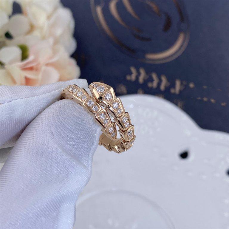 [Rose Jewelrys]SERPENTI RING PINK GOLD DIAMOND PAVED 4MM