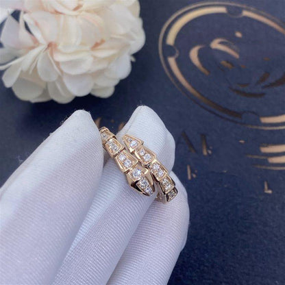 [Rose Jewelrys]SERPENTI RING PINK GOLD DIAMOND PAVED 4MM