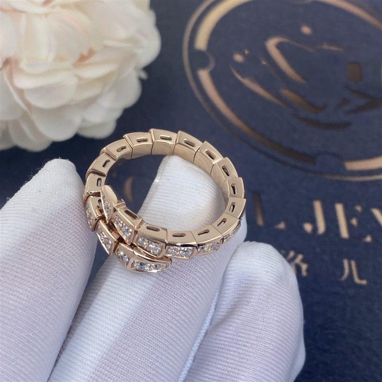 [Rose Jewelrys]SERPENTI RING PINK GOLD DIAMOND PAVED 4MM