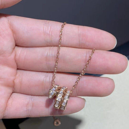 [Rose Jewelrys]SERPENTI PINK GOLD NECKLACE DOUBLE RING DIAMOND