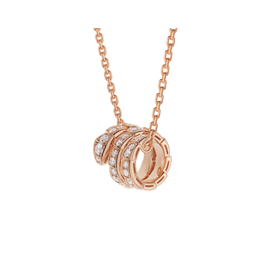 [Rose Jewelrys]SERPENTI PINK GOLD NECKLACE DOUBLE RING DIAMOND