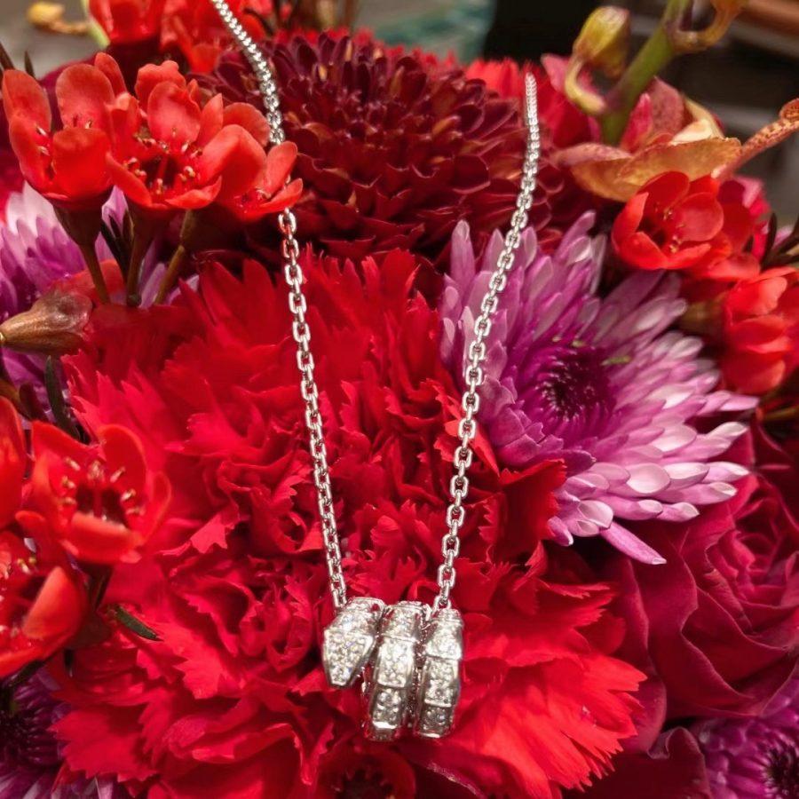 [Rose Jewelrys]SERPENTI  NECKLACE DOUBLE RING DIAMOND