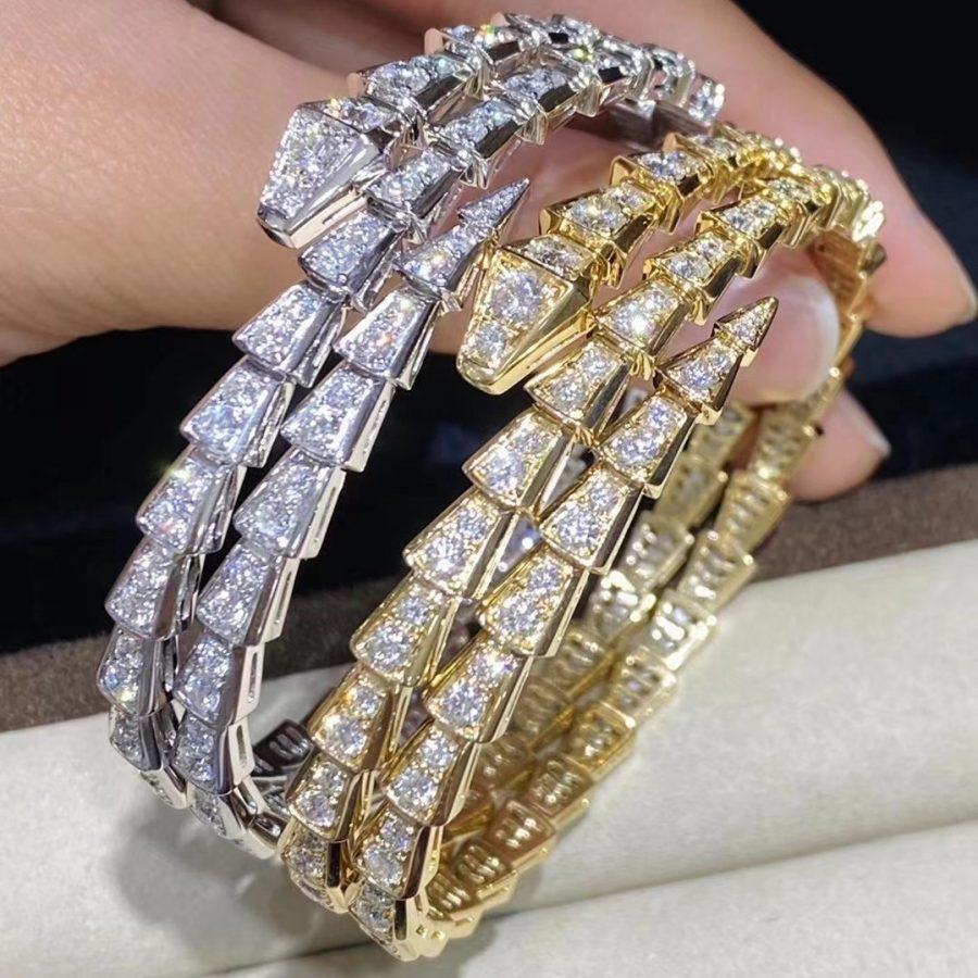 []SERPENTI BRACELET GOLD DIAMOND DOUBLE ROW