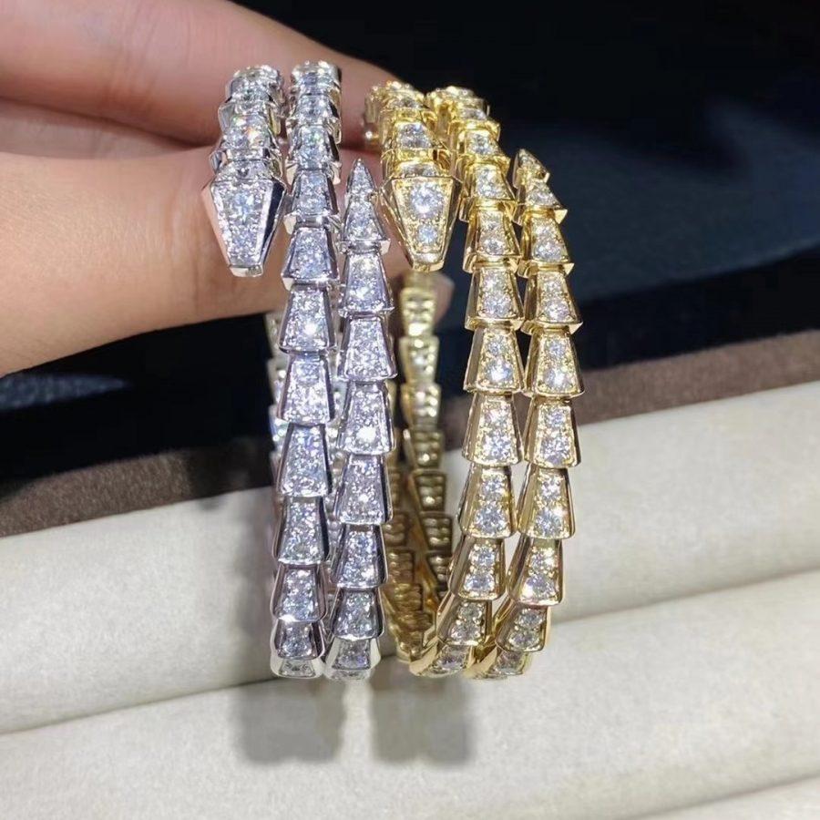 []SERPENTI BRACELET GOLD DIAMOND DOUBLE ROW