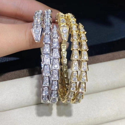 []SERPENTI BRACELET GOLD DIAMOND DOUBLE ROW