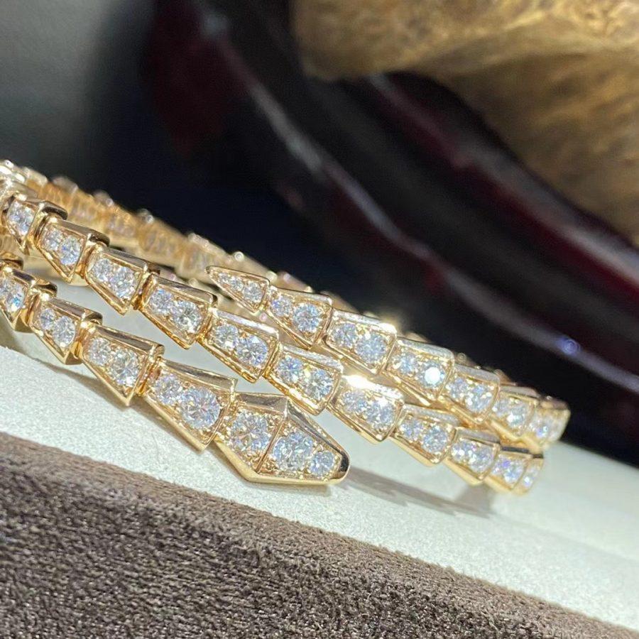 []SERPENTI BRACELET GOLD DIAMOND DOUBLE ROW