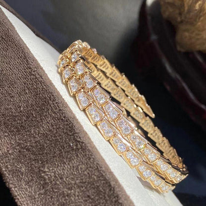[]SERPENTI BRACELET GOLD DIAMOND DOUBLE ROW