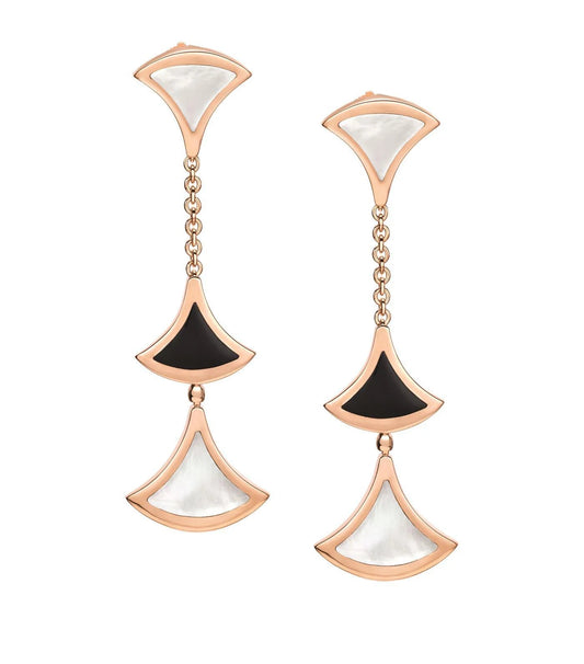 [Rose Jewelrys]DREAM EARRINGS 3 MOTIFS ONYX MOP PINK GOLD
