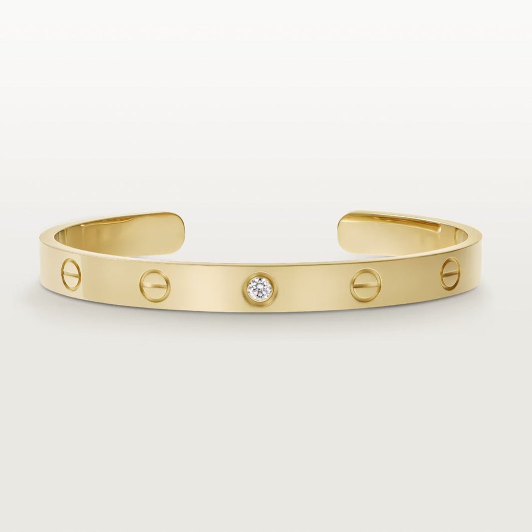 [🌹Rose💎]LOVE BRACELET 6.1MM 1 DIAMOND OPEN CUFF