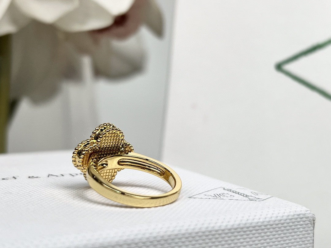[Rose Jewelrys]CLOVER TIGER'S EYE RING GOLD DIAMOND