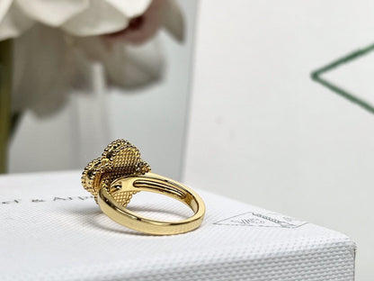 [Rose Jewelrys]CLOVER TIGER'S EYE RING GOLD DIAMOND