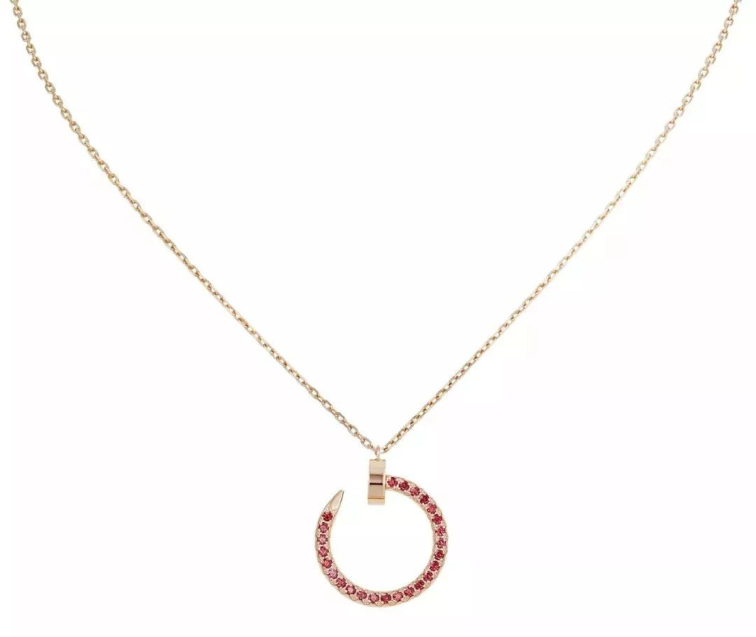 [🌹Rose💎]JUSTE NECKLACE GOLD RED DIAMONDS