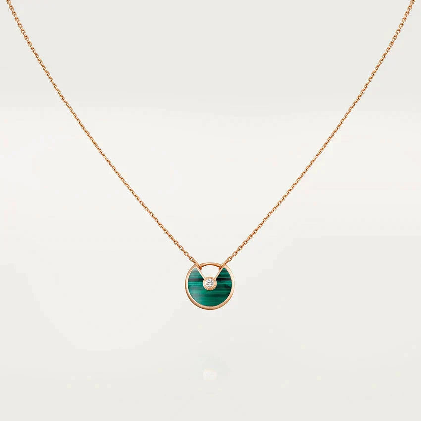 [Rose Jewelrys]AMULETTE ROSE GOLD MALACHITE NECKLACE