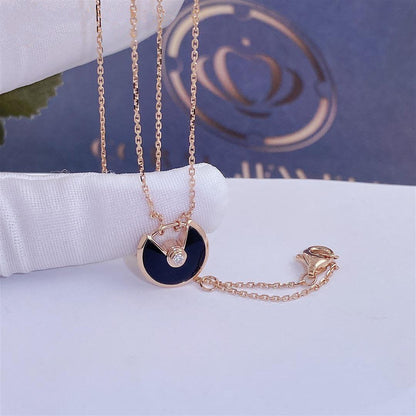 [Rose Jewelrys]AMULETTE ROSE GOLD ONYX NECKLACE