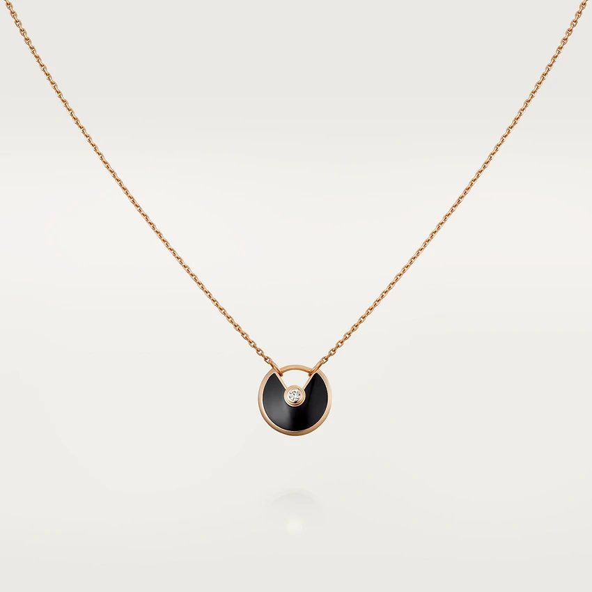 [Rose Jewelrys]AMULETTE ROSE GOLD ONYX NECKLACE
