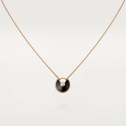 [Rose Jewelrys]AMULETTE ROSE GOLD ONYX NECKLACE