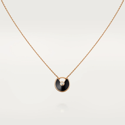 [Rose Jewelrys]AMULETTE ROSE GOLD ONYX NECKLACE