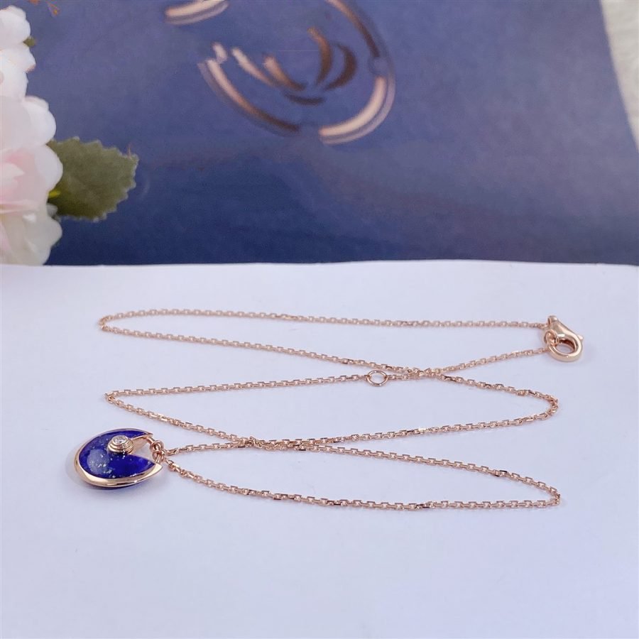 [Rose Jewelrys]AMULETTE ROSE GOLD AGATE NECKLACE