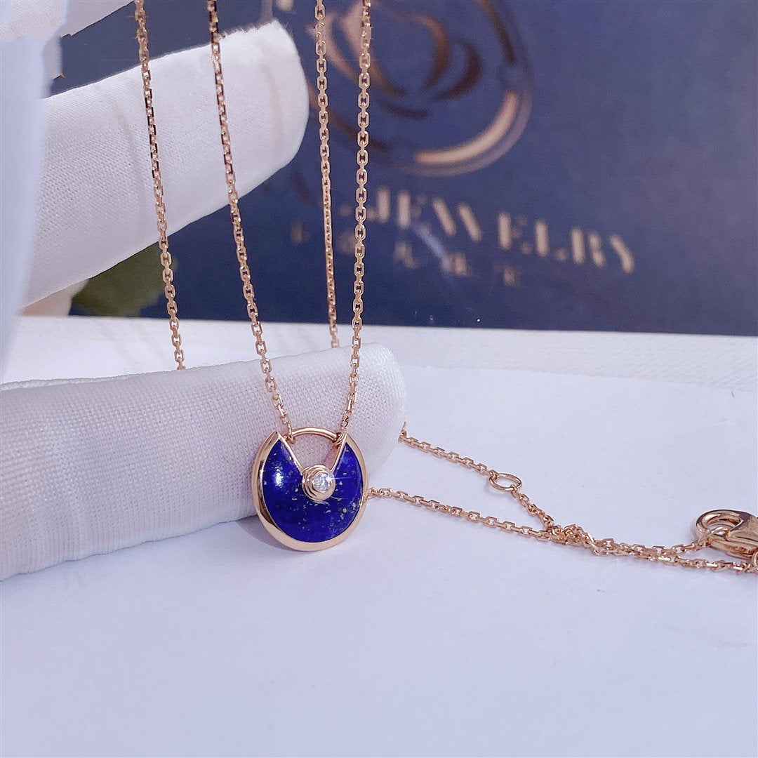 [Rose Jewelrys]AMULETTE ROSE GOLD AGATE NECKLACE